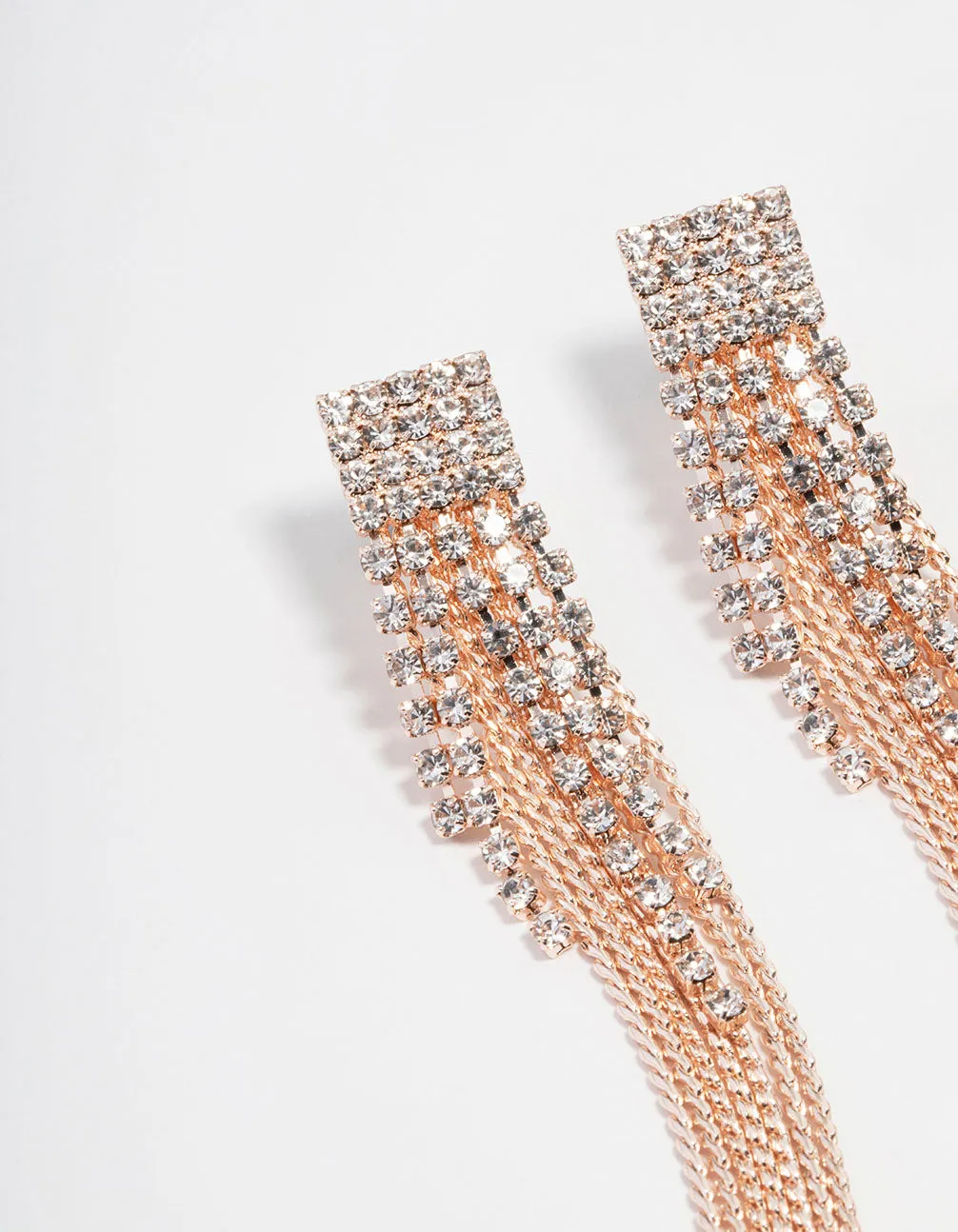 Rose Gold Diamante Cupchain Drop Earrings sold by lovisa product image thumbnail 2