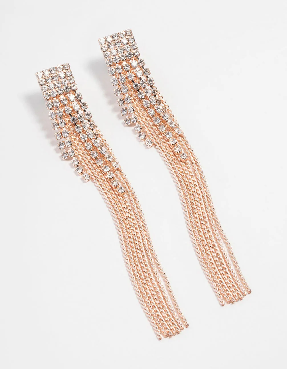 Rose Gold Diamante Cupchain Drop Earrings sold by lovisa