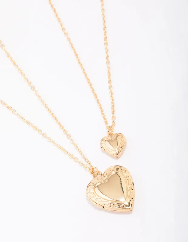 Gold Plated Ornate Heart Pendant Necklace Pack sold by lovisa