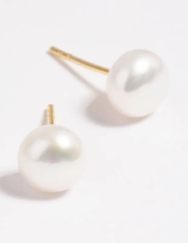 Gold Plated Sterling Silver Freshwater Pearl Stud Earrings sold by lovisa