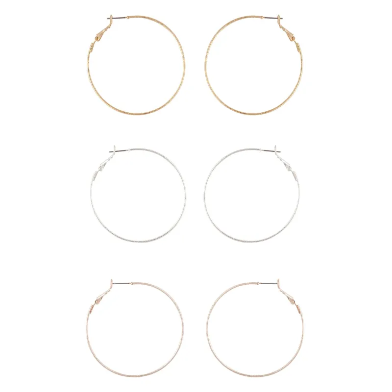 Mixed Metal Textured Hoop Earring Pack sold by lovisa