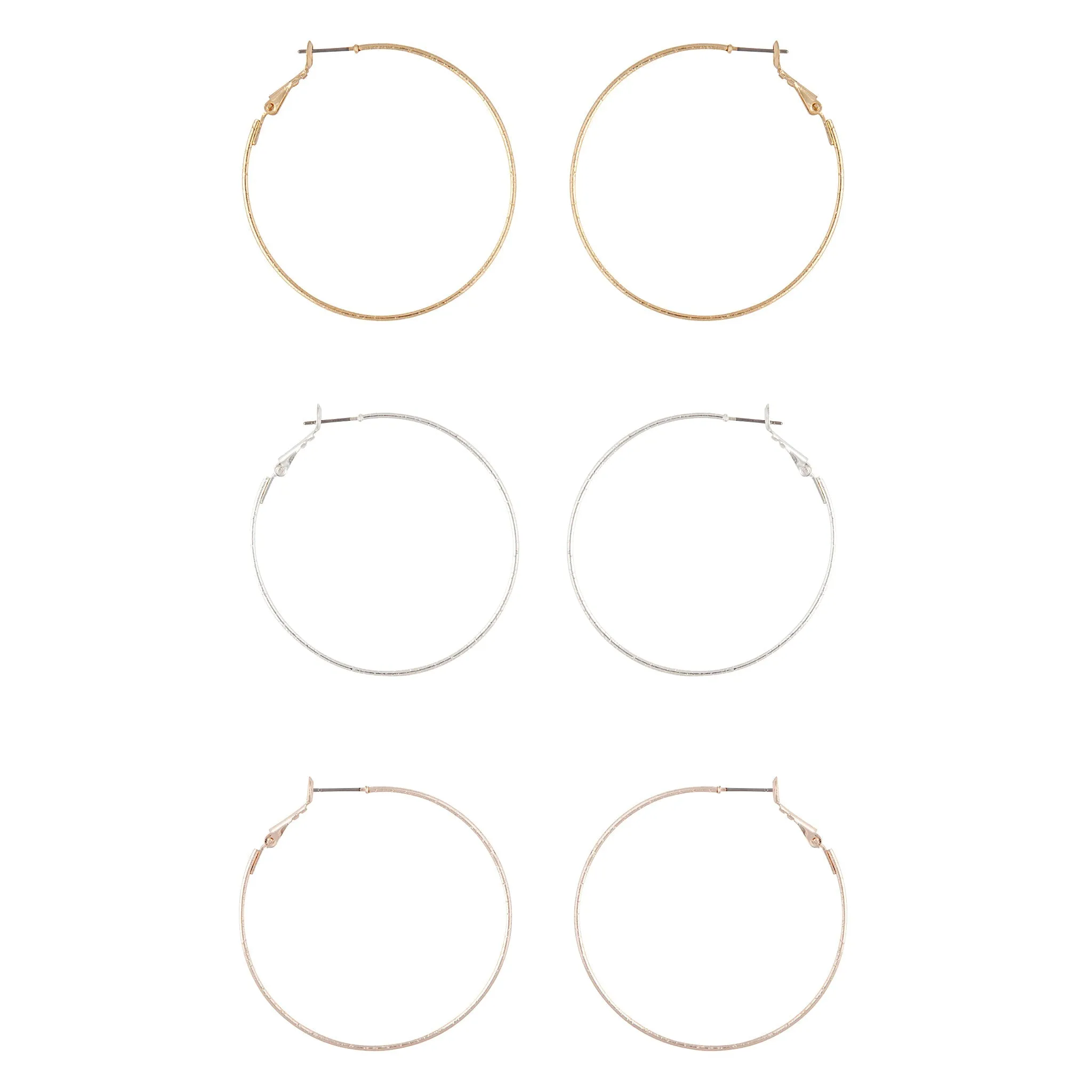 Mixed Metal Textured Hoop Earring Pack sold by lovisa