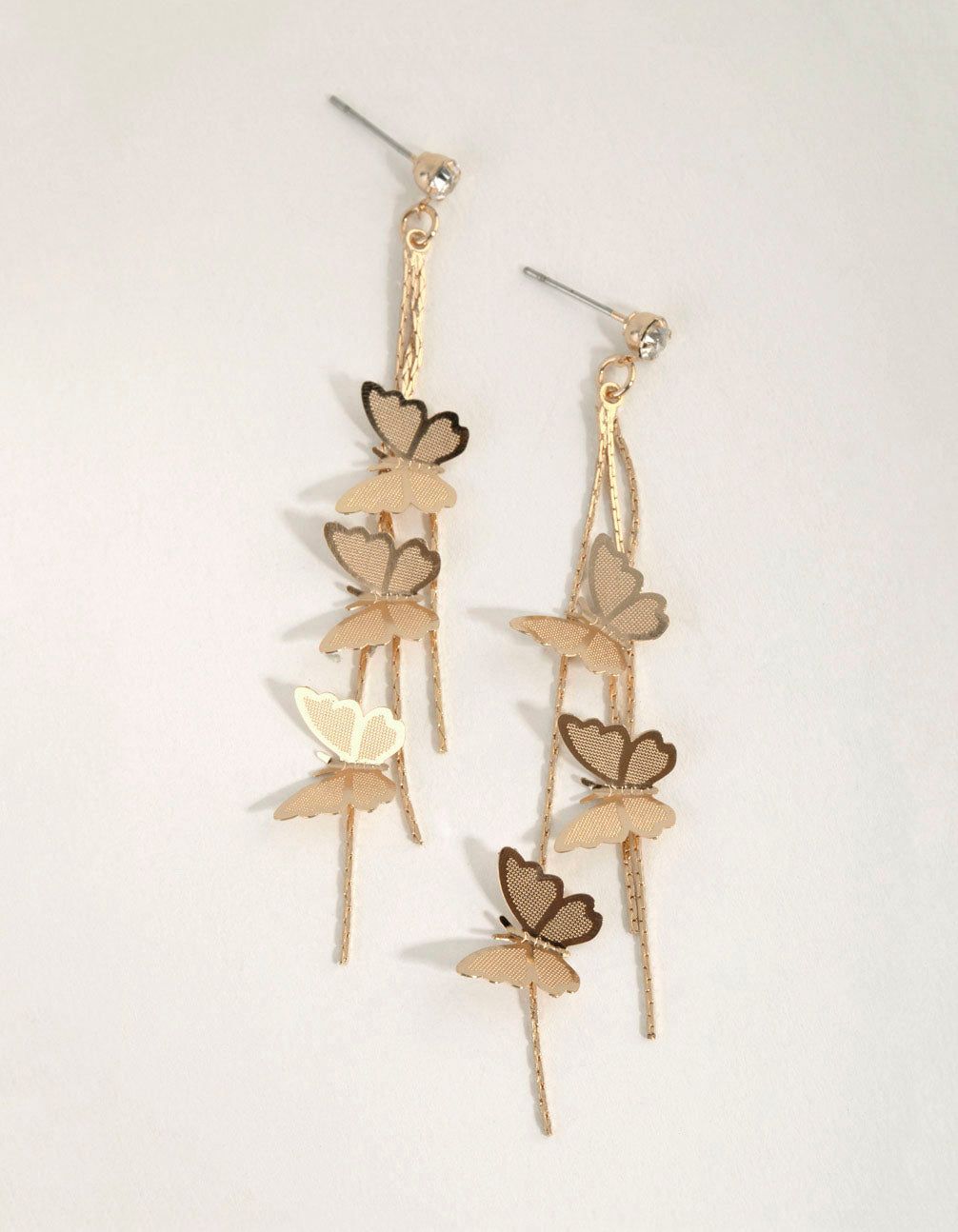 Gold Multi Butterfly Drop Earrings sold by lovisa