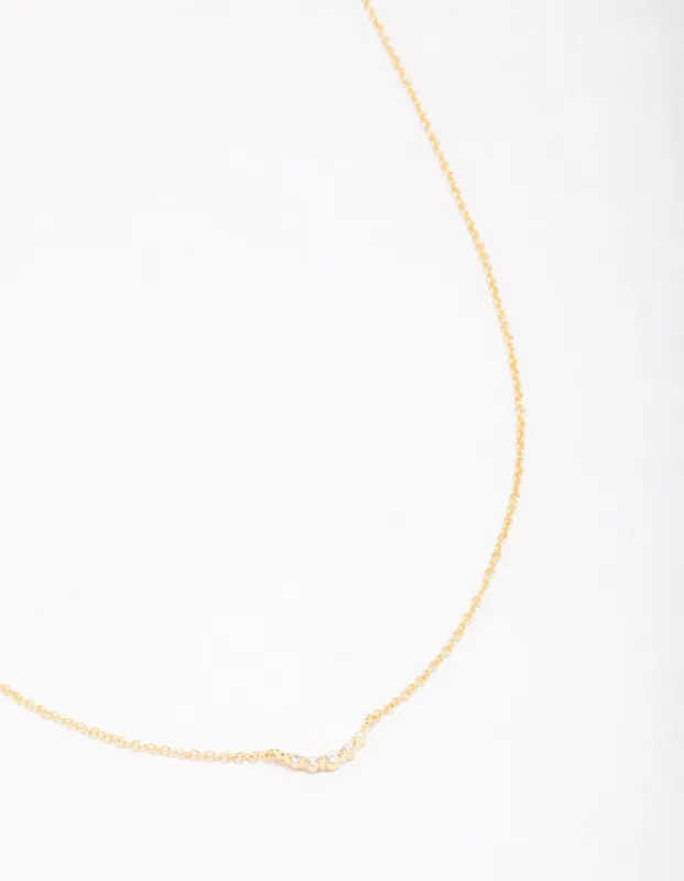 Gold Plated Sterling Silver Curved Cubic Zirconia Pendant Necklace sold by lovisa