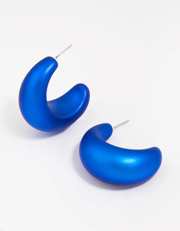 Blue Iridescent Chubby Hoop Earrings sold by lovisa