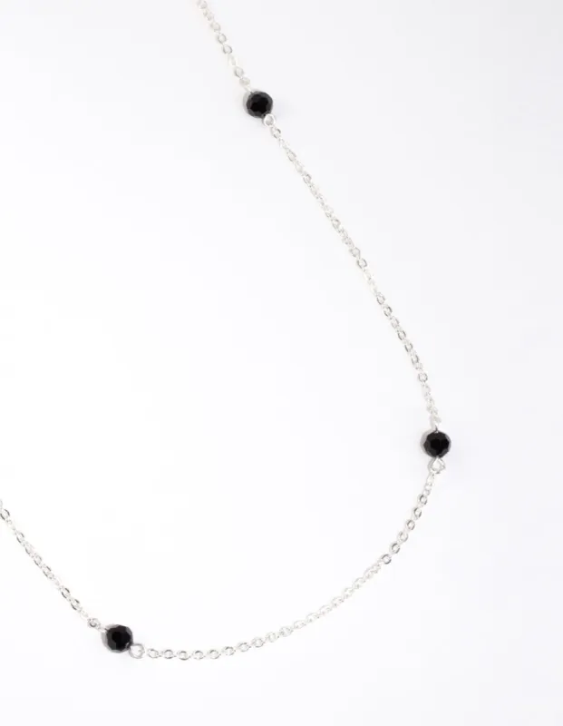 Silver Facet Bead Long Necklace sold by lovisa