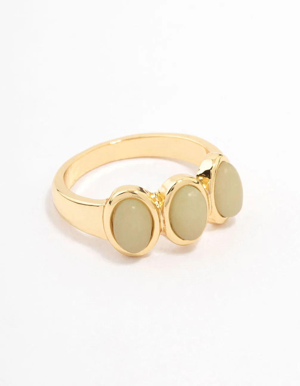 Gold Plated Trio Oval Stone Ring sold by lovisa