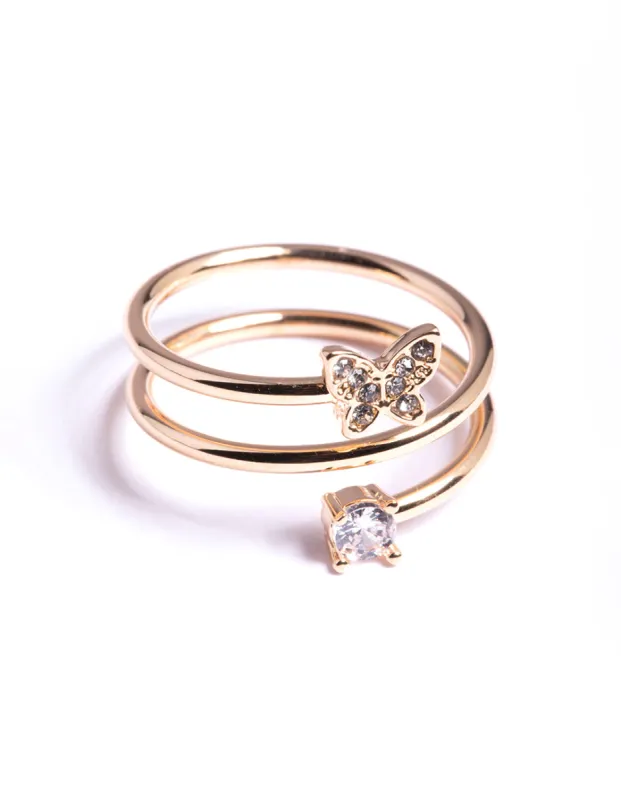 Gold Mini Butterfly Wrap Ring sold by lovisa