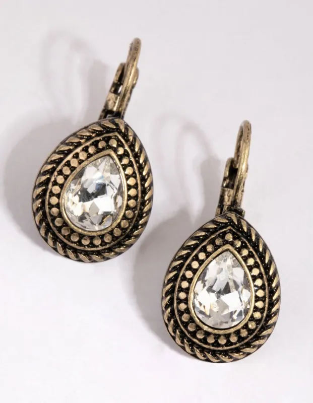 Antique Gold Teardrop Earrings sold by lovisa