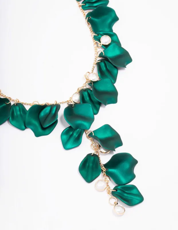 Green Iridescent Flower Petal Statement Necklace sold by lovisa