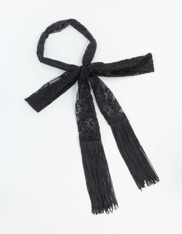Thin Fabric Lace Fringe Scarf sold by lovisa