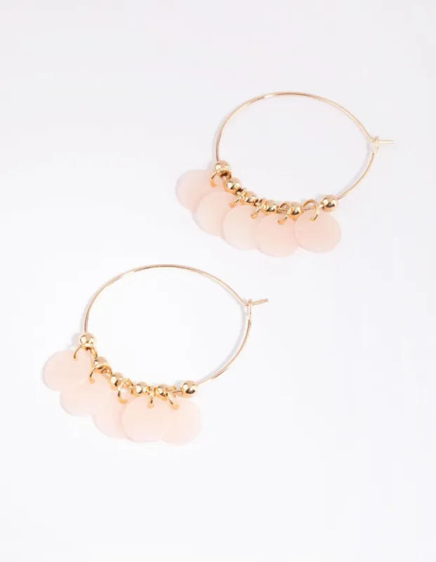 Gold Disc Charm Hoop Earrings sold by lovisa