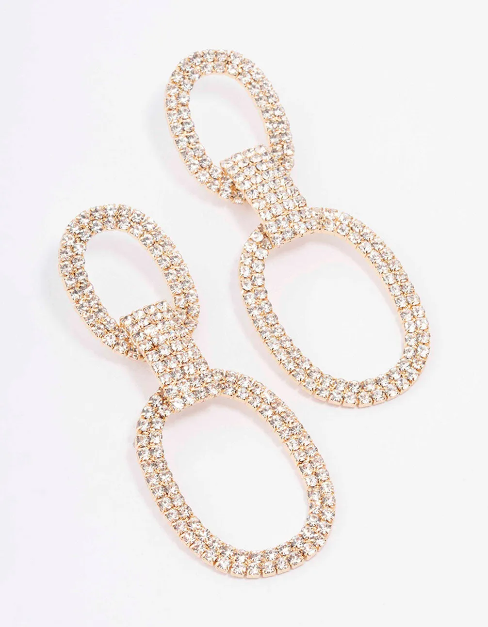 Gold Linked Oval Drop Earrings sold by lovisa