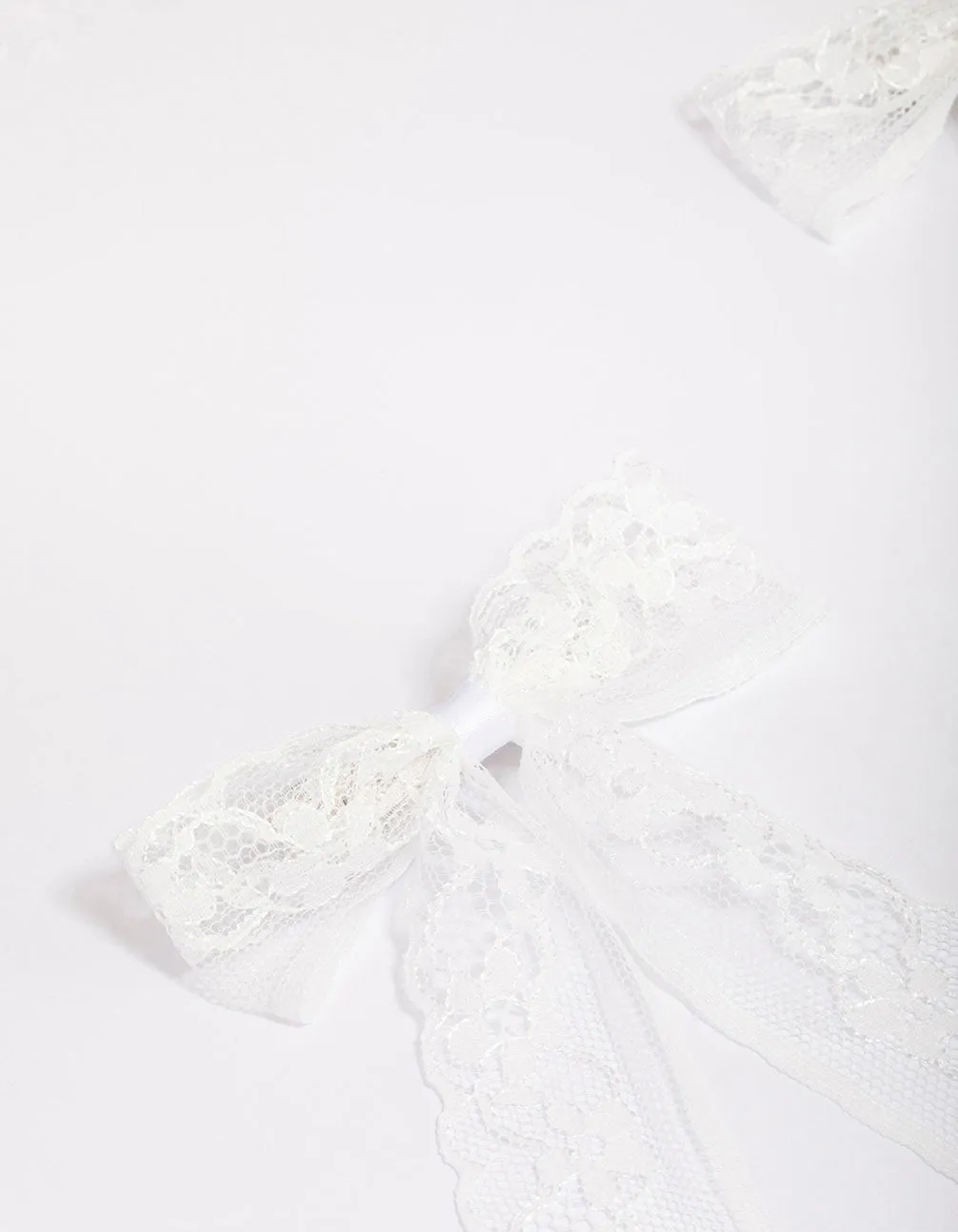 White Fabric Medium Lace Hair Bow Pack sold by lovisa product image thumbnail 2