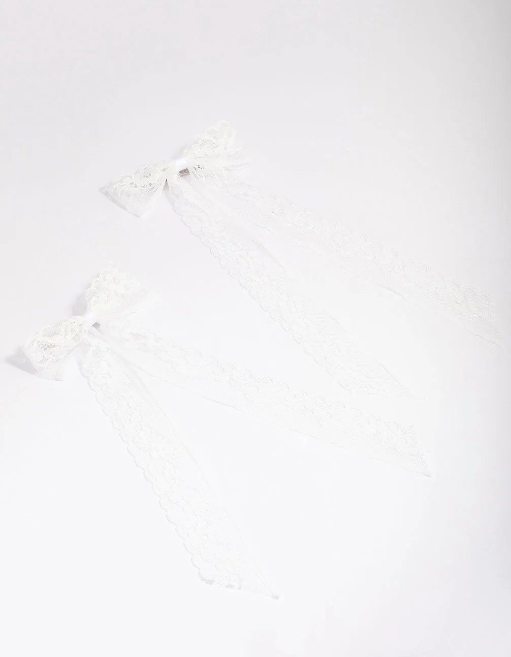 White Fabric Medium Lace Hair Bow Pack sold by lovisa