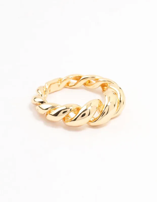 Gold Plated Swirl Coil Ring sold by lovisa