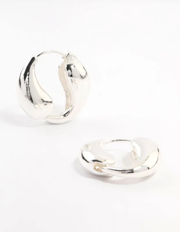 Silver Plated Tear Hoop Huggie Earrings sold by lovisa