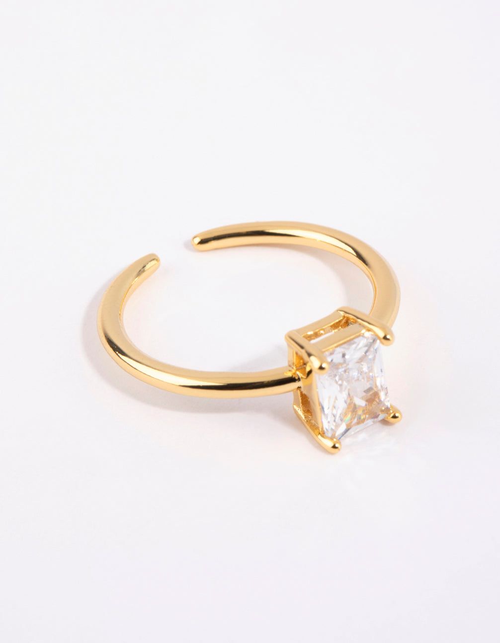 Gold Emerald Cut Cubic Zirconia Ring sold by lovisa