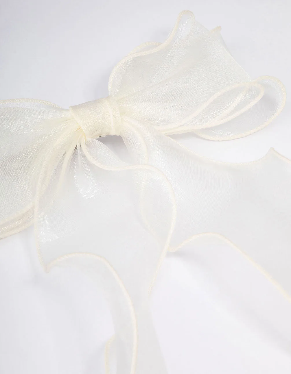 White Fabric Organza Curl Hair Bow Clip sold by lovisa