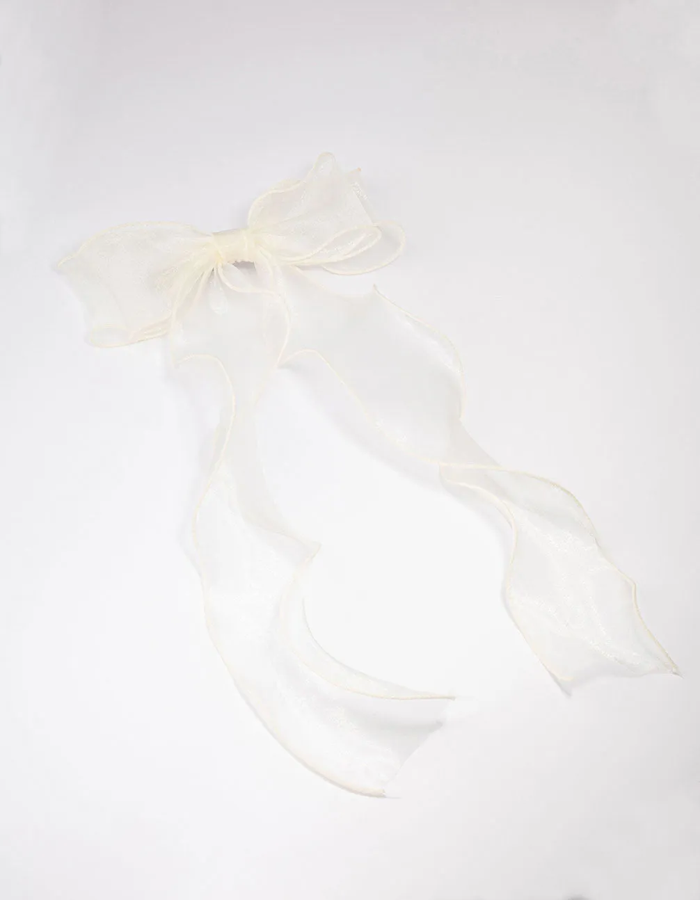 White Fabric Organza Curl Hair Bow Clip sold by lovisa product image thumbnail 3