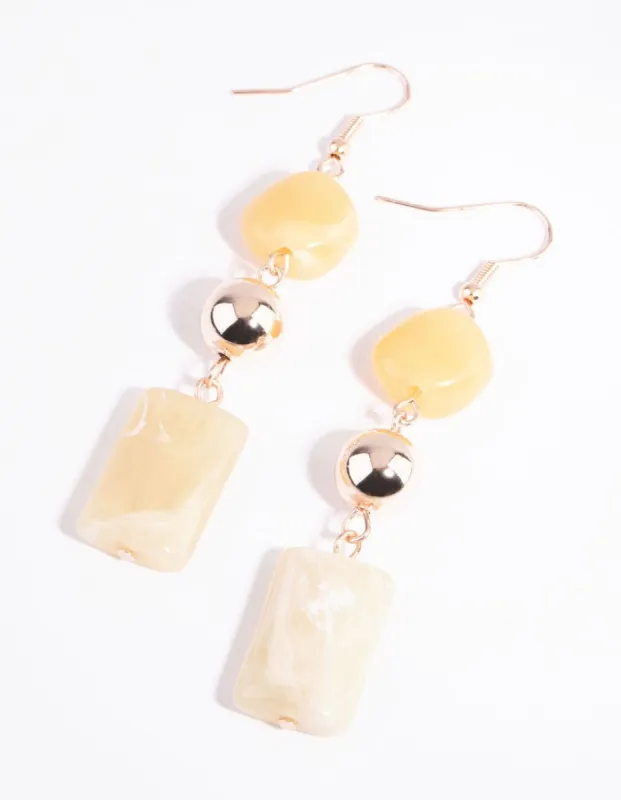 Rose Gold Triple Cream Bead Drop Earrings sold by lovisa