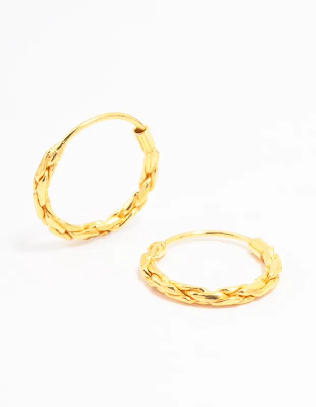 Gold Plated Sterling Silver Twisted Hoop Earrings sold by lovisa
