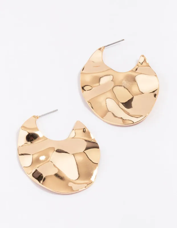 Gold Wavy Large Hoop Earrings sold by lovisa