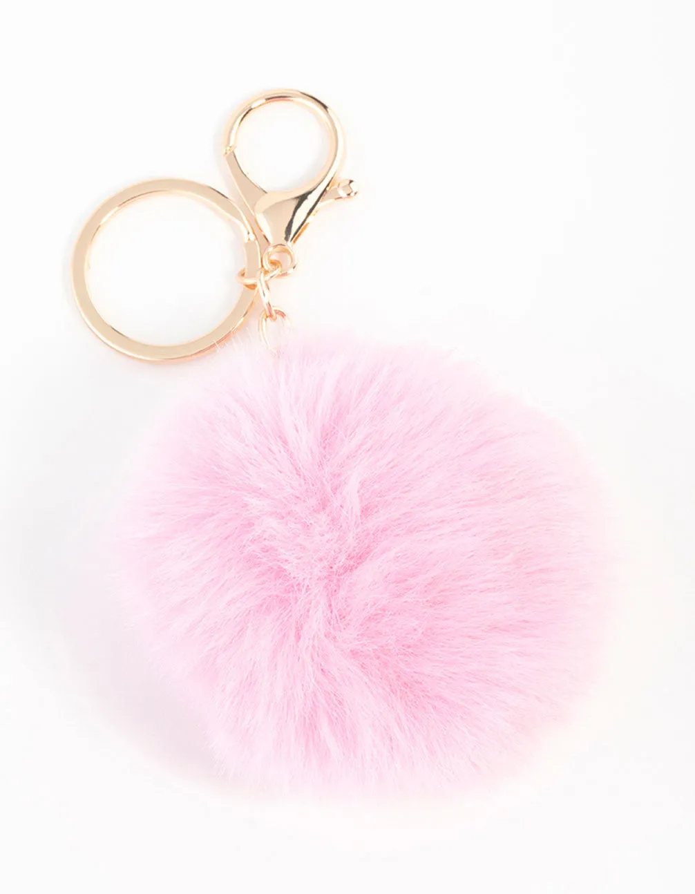 Pink Pom Pom Fabric Keychain sold by lovisa