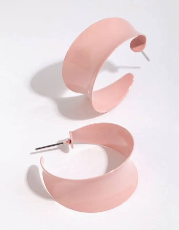 Pink Acrylic Curved Chunky Hoop Earrings sold by lovisa