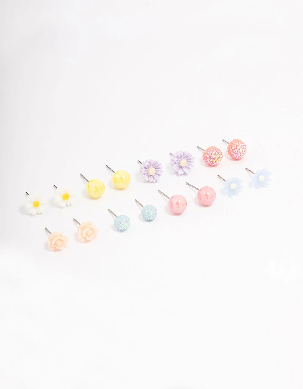 Gold Round Flower Stud Earring 8-Pack sold by lovisa