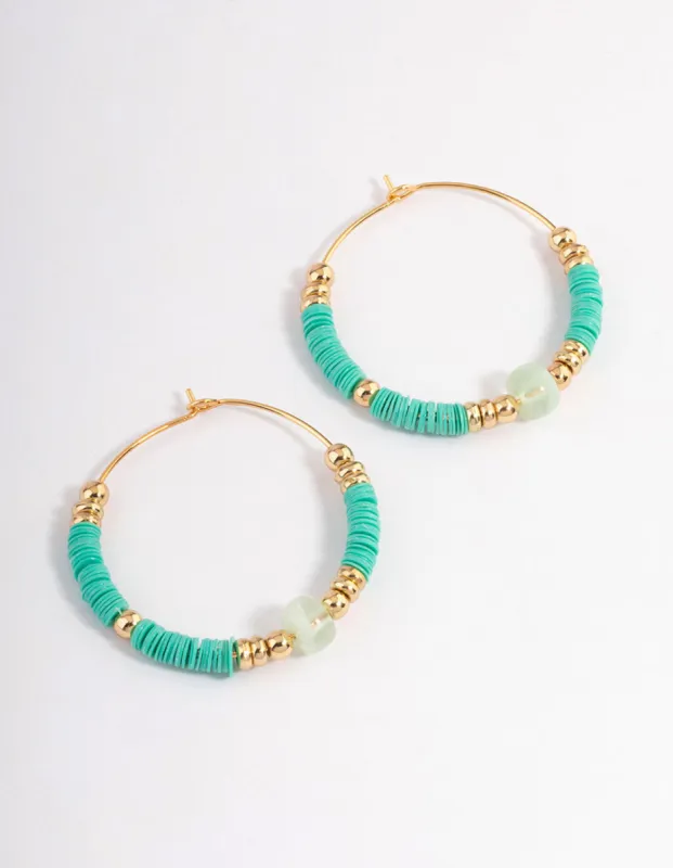 Gold Mixed Bead Statement Hoop Earrings sold by lovisa