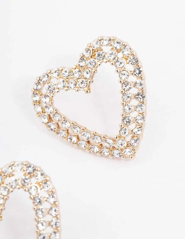 Gold Bling Heart Stud Earrings sold by lovisa product image thumbnail 3