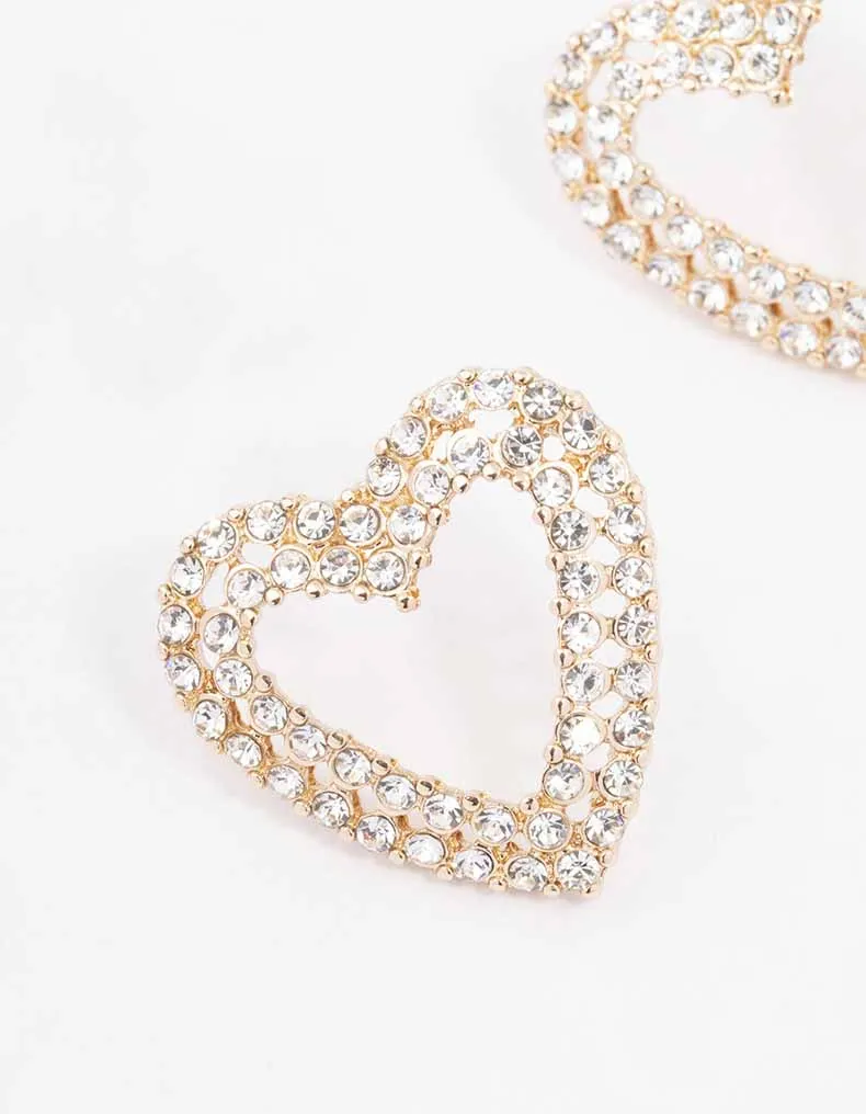 Gold Bling Heart Stud Earrings sold by lovisa product image thumbnail 2