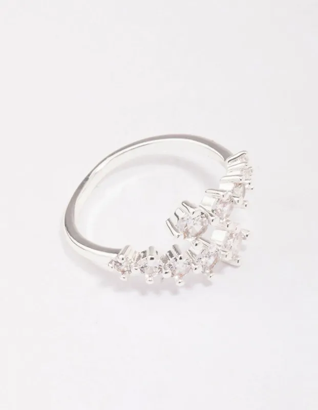Silver Plated Graduating Cubic Zirconia Wrap Ring sold by lovisa