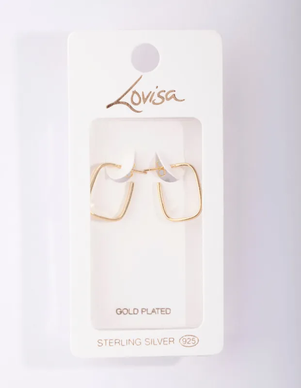 Gold Plated Sterling Silver Square Open Hoop Earrings sold by lovisa