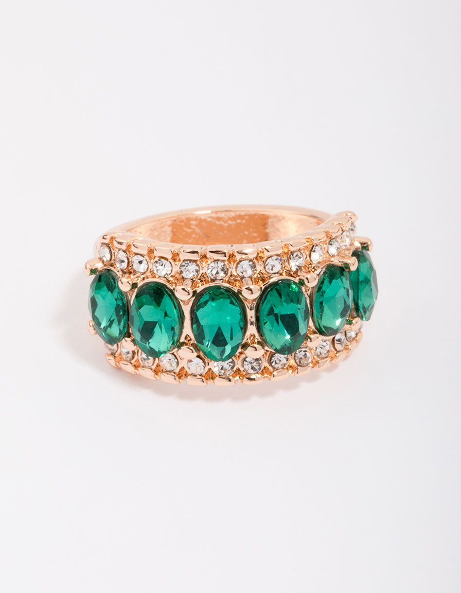 Gold Regal Emerald Oval Band Ring sold by lovisa product image thumbnail 3