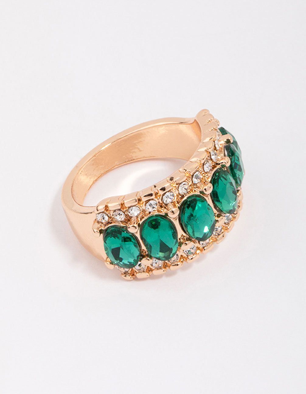 Gold Regal Emerald Oval Band Ring sold by lovisa
