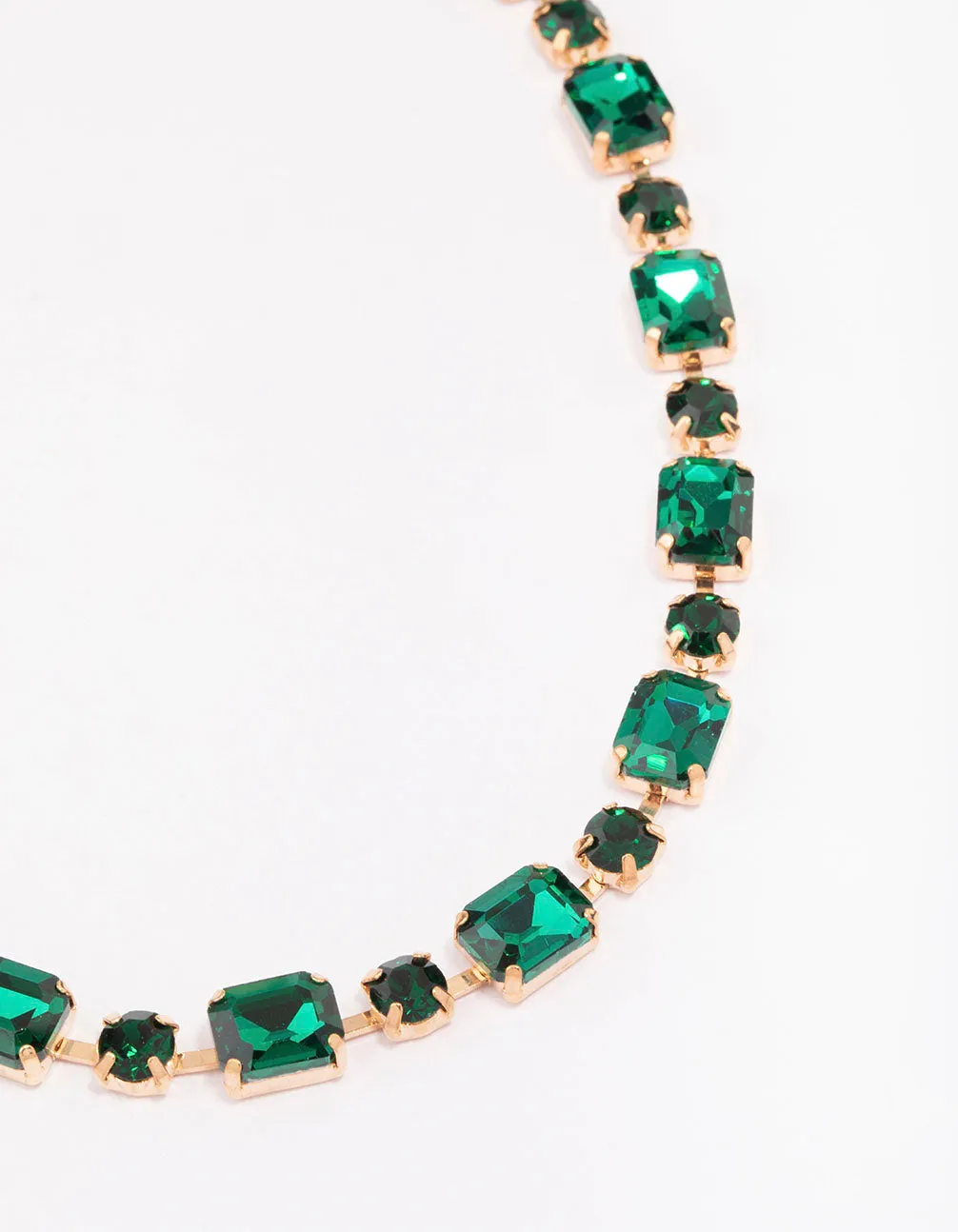 Gold & Green Geometric Statement Necklace sold by lovisa
