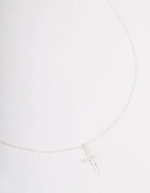 Sterling Silver Cubic Zirconia Marquise Cross Necklace sold by lovisa