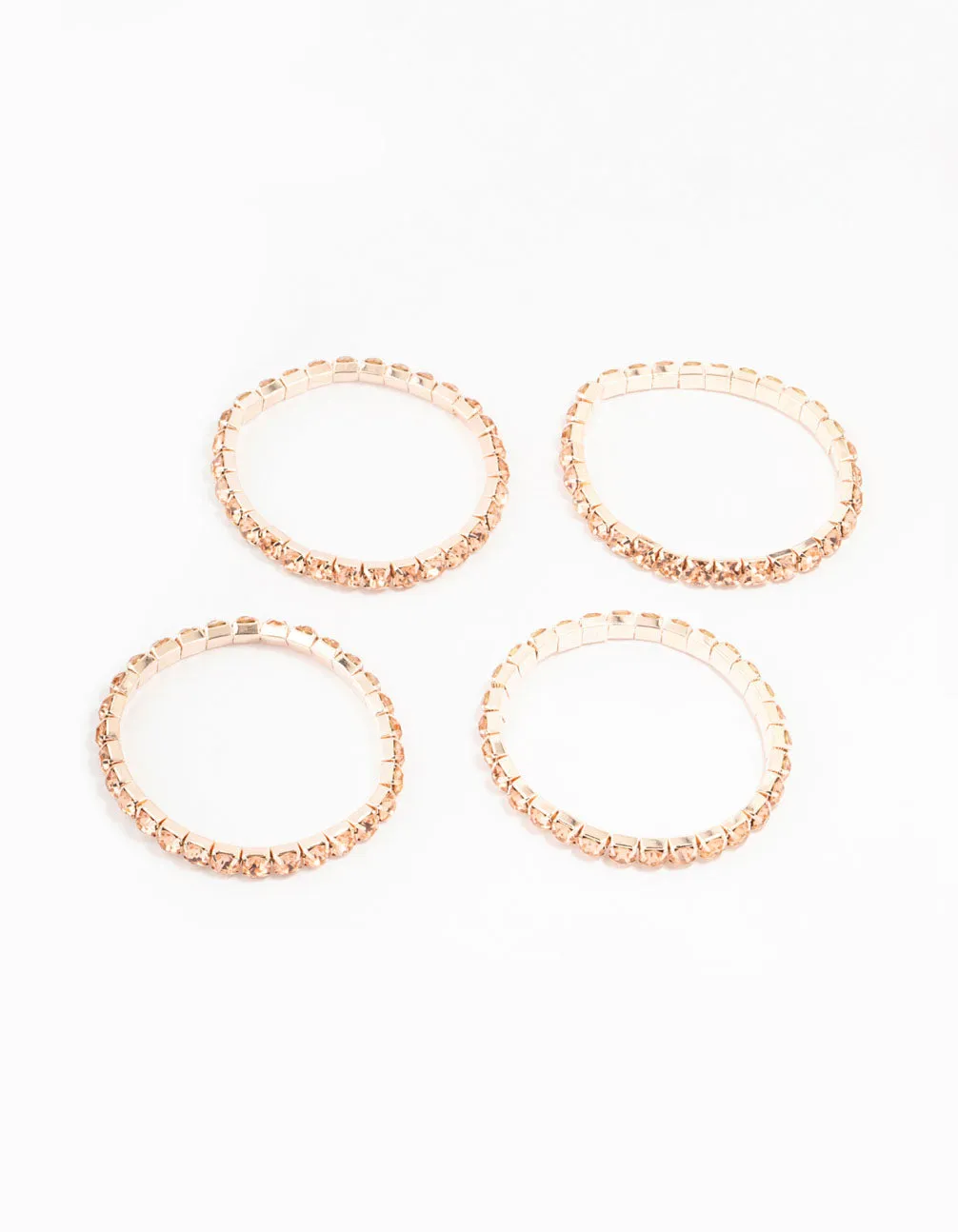 Rose Gold 4 Row Stone Stretch Bracelet Pack sold by lovisa