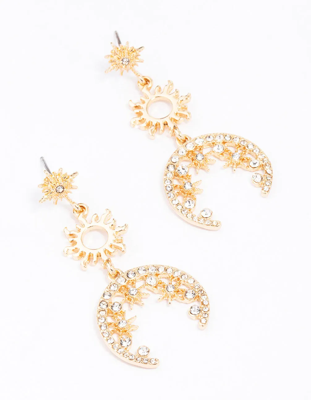 Gold Celestial Drop Earrings sold by lovisa