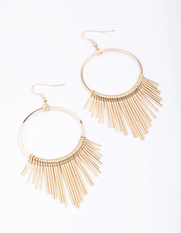 Gold Circle Waterfall Drop Earrings sold by lovisa
