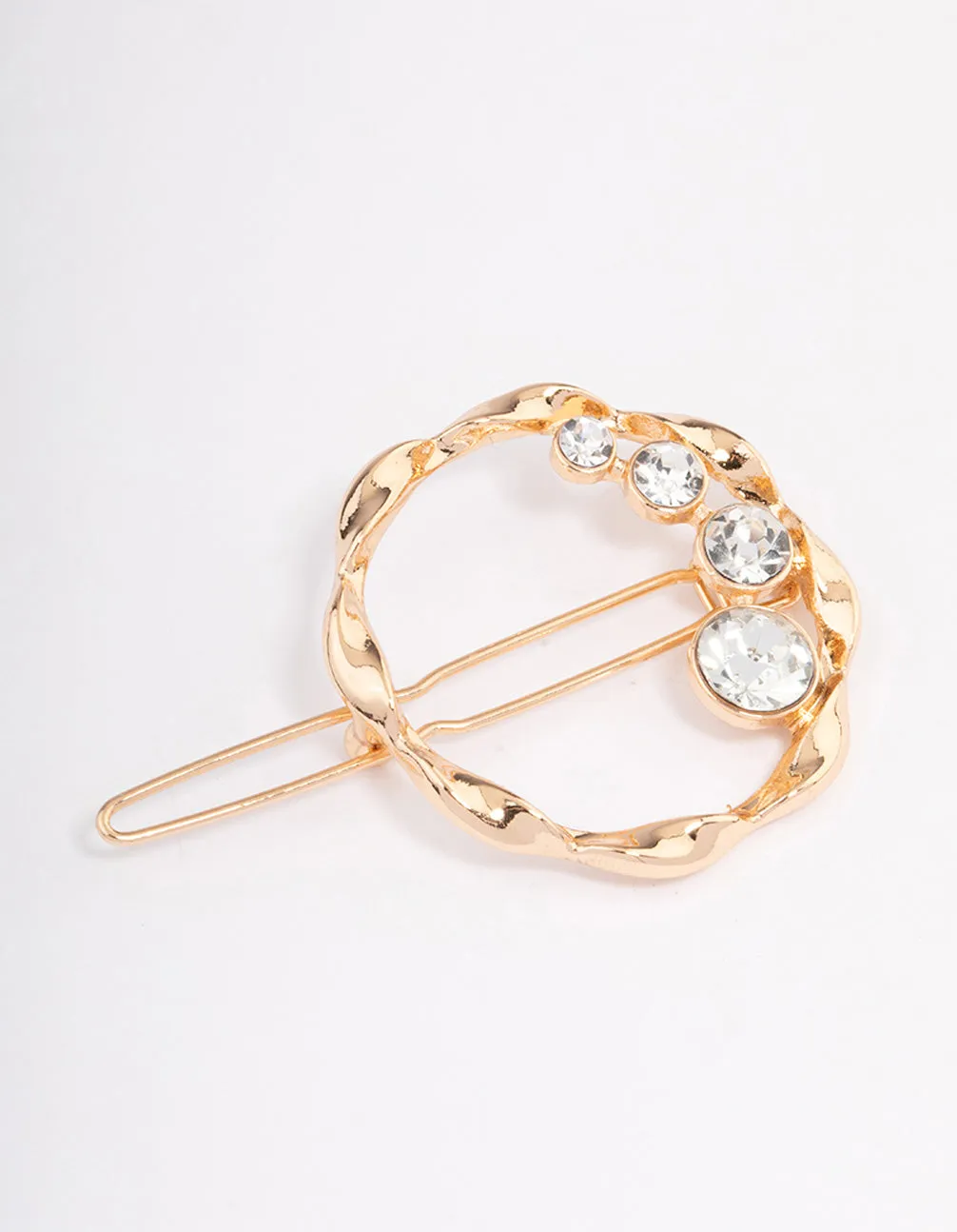 Gold Diamante Twisted Circle Brooch sold by lovisa