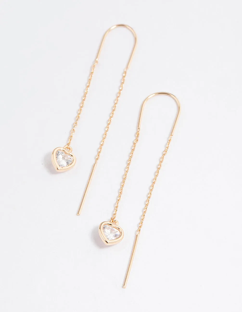 Gold Fan Heart Pendant Threader Earrings sold by lovisa