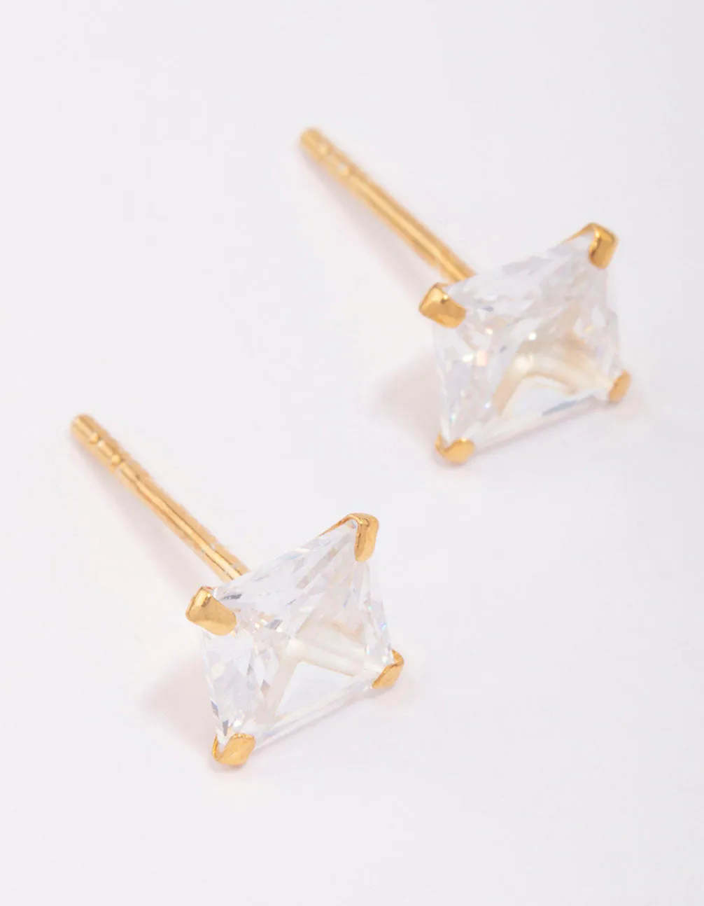 Gold Plated Sterling Silver Square Cubic Zirconia Stud Earrings 6mm sold by lovisa product image thumbnail 3