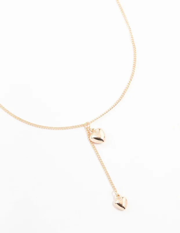 Rose Gold Puffy Heart Drop Necklace sold by lovisa