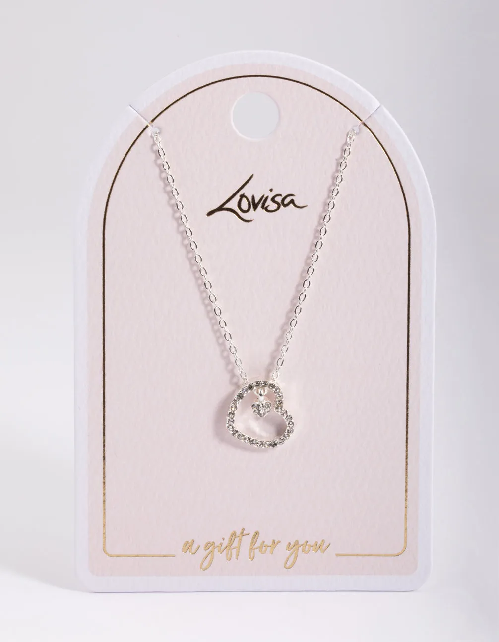 Silver Asymmetrical Diamante Heart Necklace sold by lovisa product image thumbnail 2