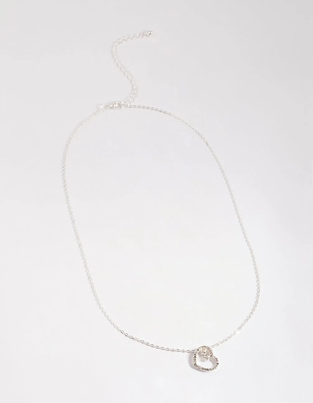 Silver Asymmetrical Diamante Heart Necklace sold by lovisa product image thumbnail 3