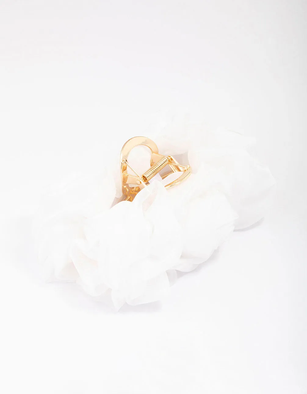 White Fabric Flower Hair Claw Clip sold by lovisa