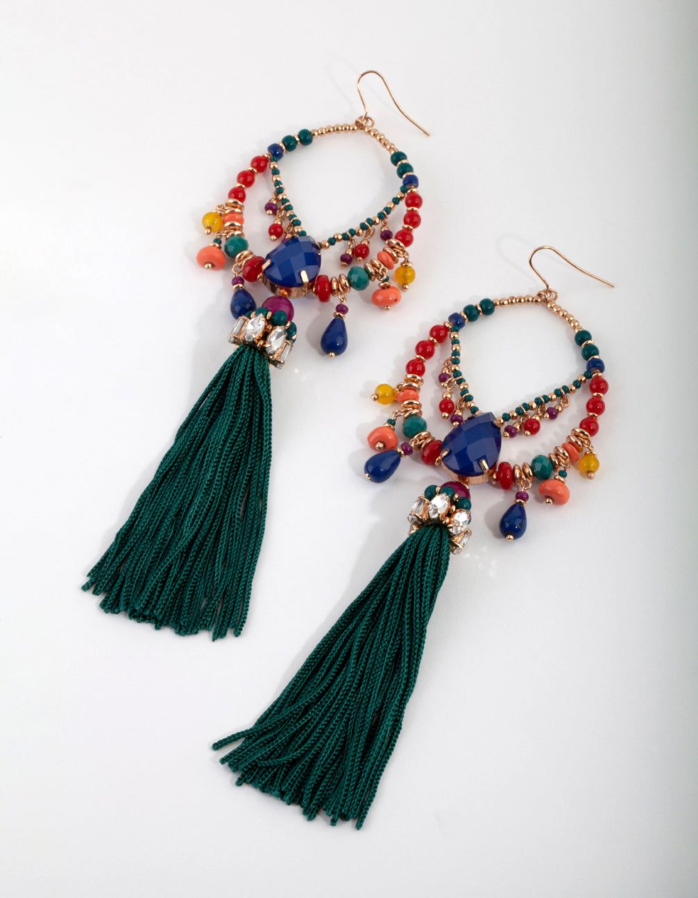 Statement Bead & Tassel Earrings sold by lovisa